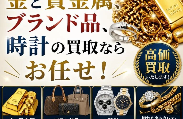 赤磐市桜ケ丘西で、金と貴金属、ブランド品、時計の買取ならお任せ！