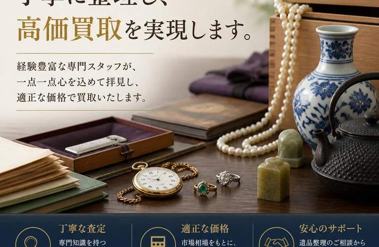 大切な遺品を丁寧に整理し、高価買取を実現します。