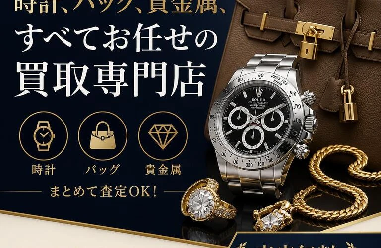 時計、バッグ、貴金属、すべてお任せの買取専門店