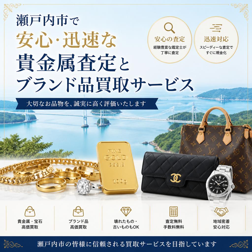 瀬戸内市で安心・迅速な貴金属査定とブランド品買取サービス