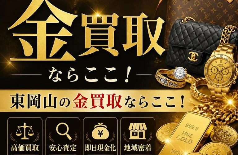 ブランド品や貴金属もお任せ！東岡山の金買取ならここ！