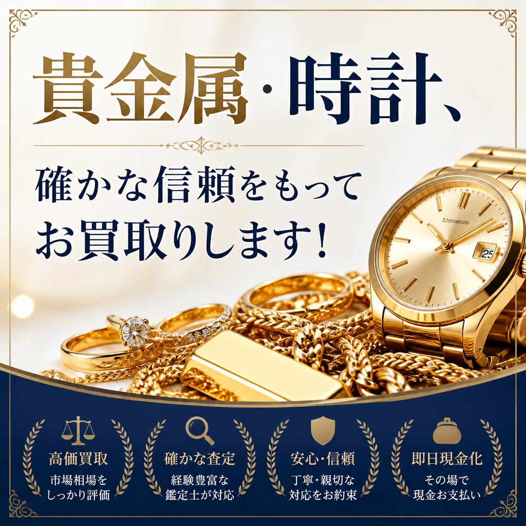 貴金属・時計、確かな信頼をもってお買取りします！