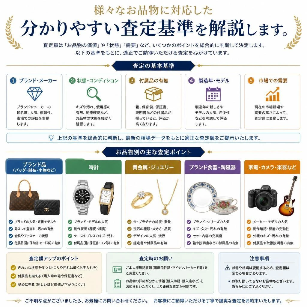 壊れていても大丈夫！査定対象品をお知らせ