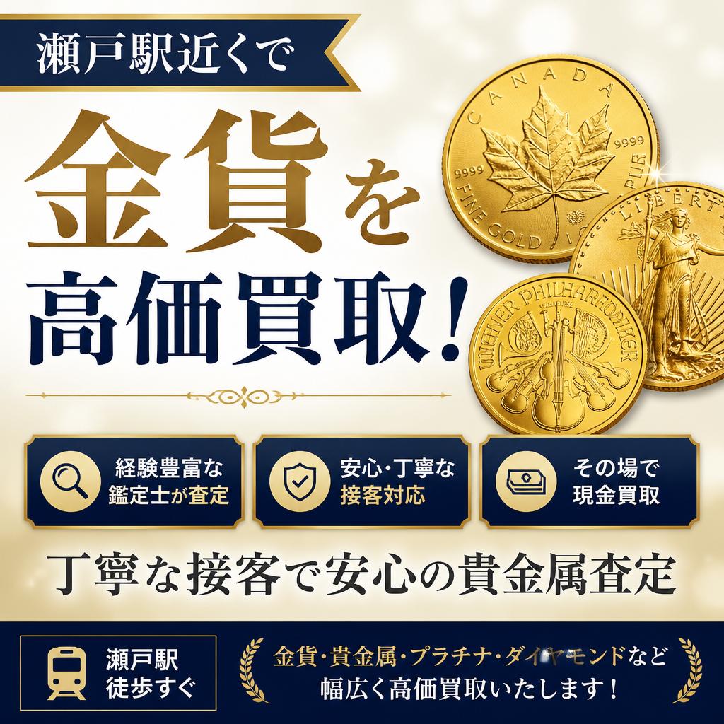 瀬戸駅近くで金貨を高価買取！丁寧な接客で安心の貴金属査定