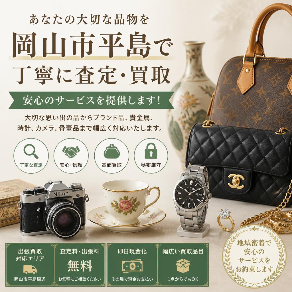 あなたの大切な品物を岡山市平島で丁寧に査定・買取、安心のサービスを提供します！