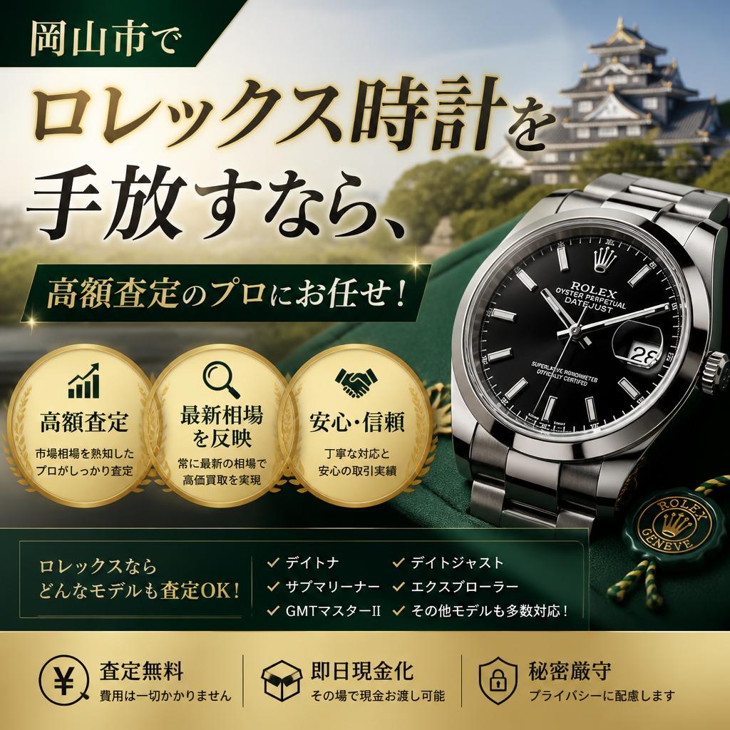 岡山市でロレックス時計を手放すなら、高額査定のプロにお任せ！