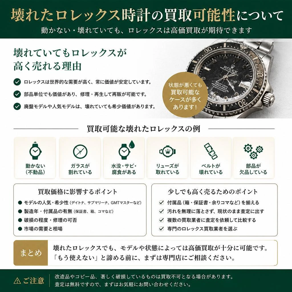 5. 壊れたロレックスでも大丈夫！