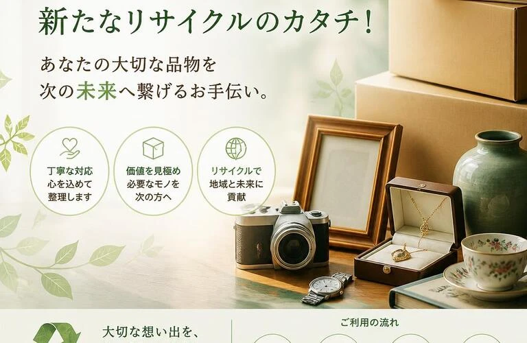 遺品整理から始まる新たなリサイクルのカタチ！あなたの大切な品物を次の未来へ繋げるお手伝い。
