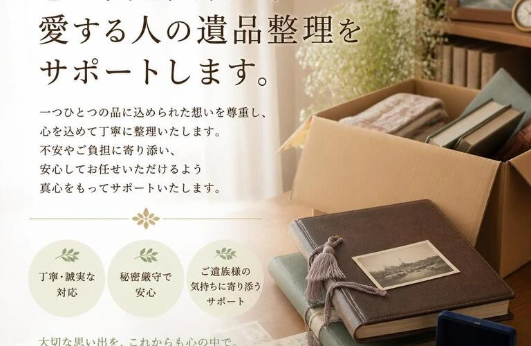 思い出を大切に、愛する人の遺品整理をサポートします。