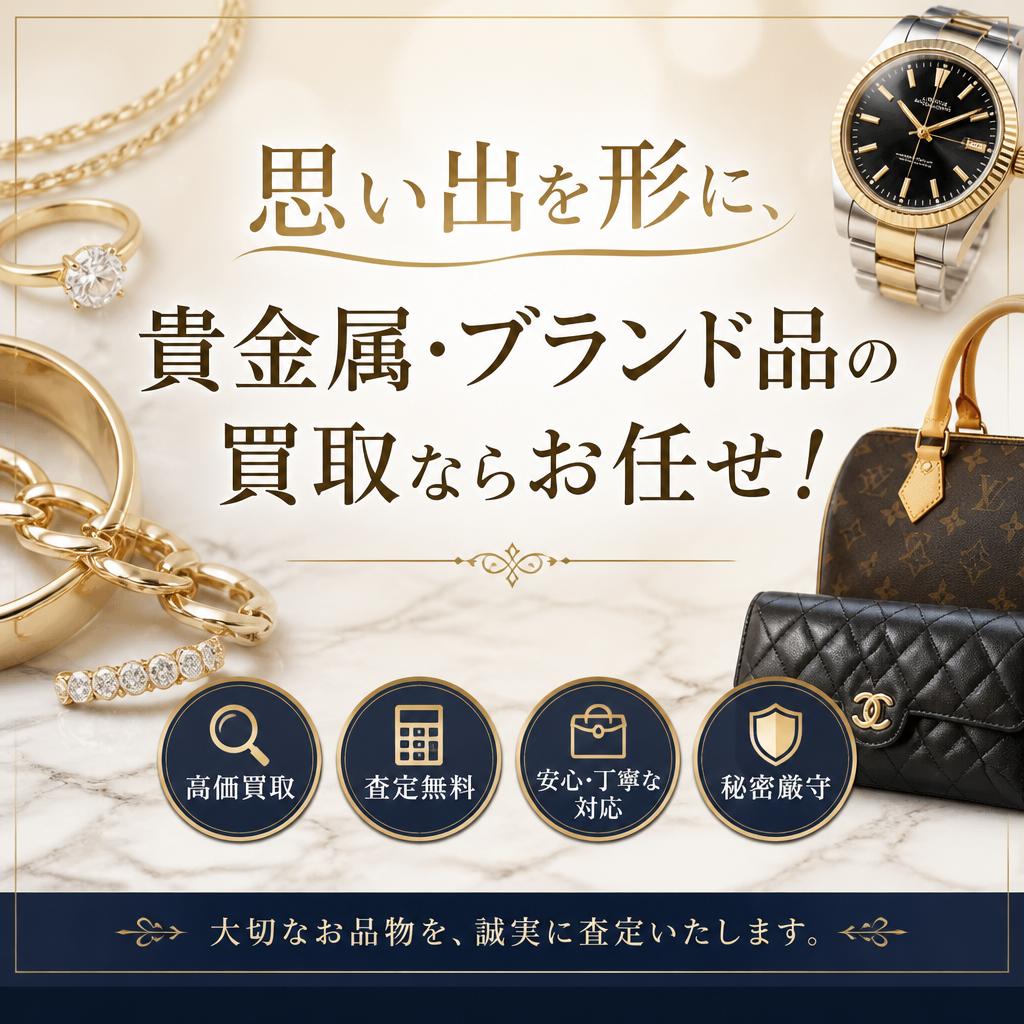 思い出を形に、貴金属・ブランド品の買取ならお任せ！