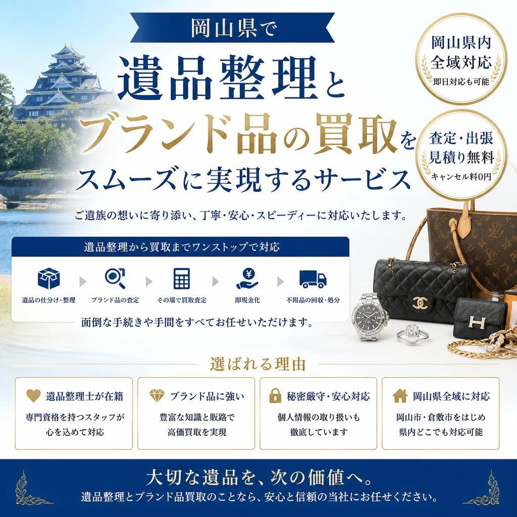 岡山県で遺品整理とブランド品の買取をスムーズに実現するサービス