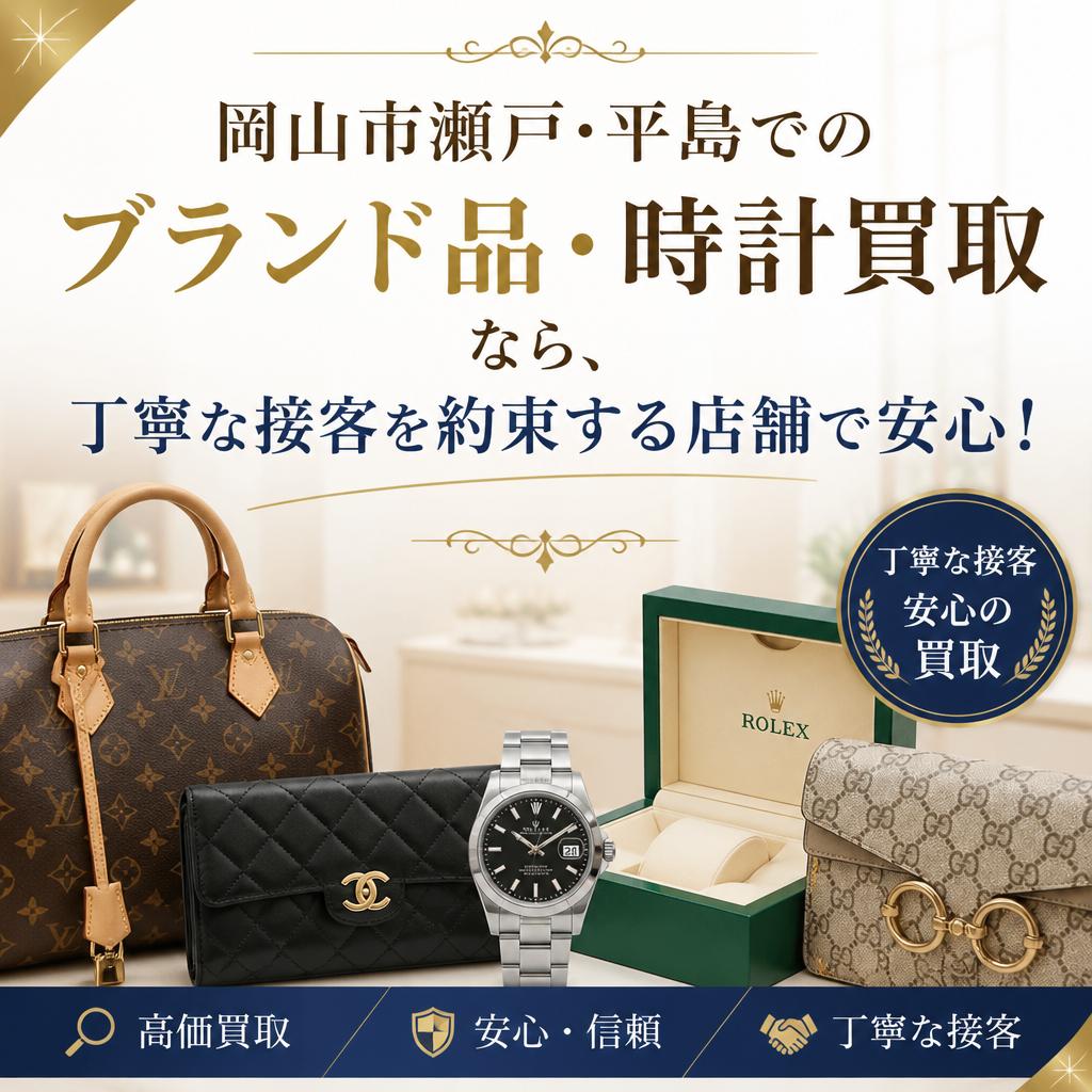 「岡山市瀬戸・平島でのブランド品・時計買取なら、丁寧な接客を約束する店舗で安心！」