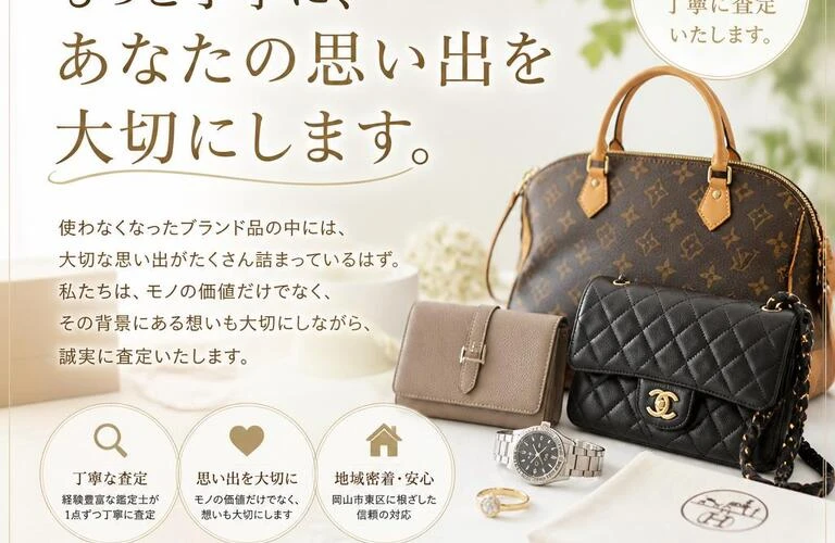 岡山市東区でのブランド品買取をもっと丁寧に、あなたの思い出を大切にします。