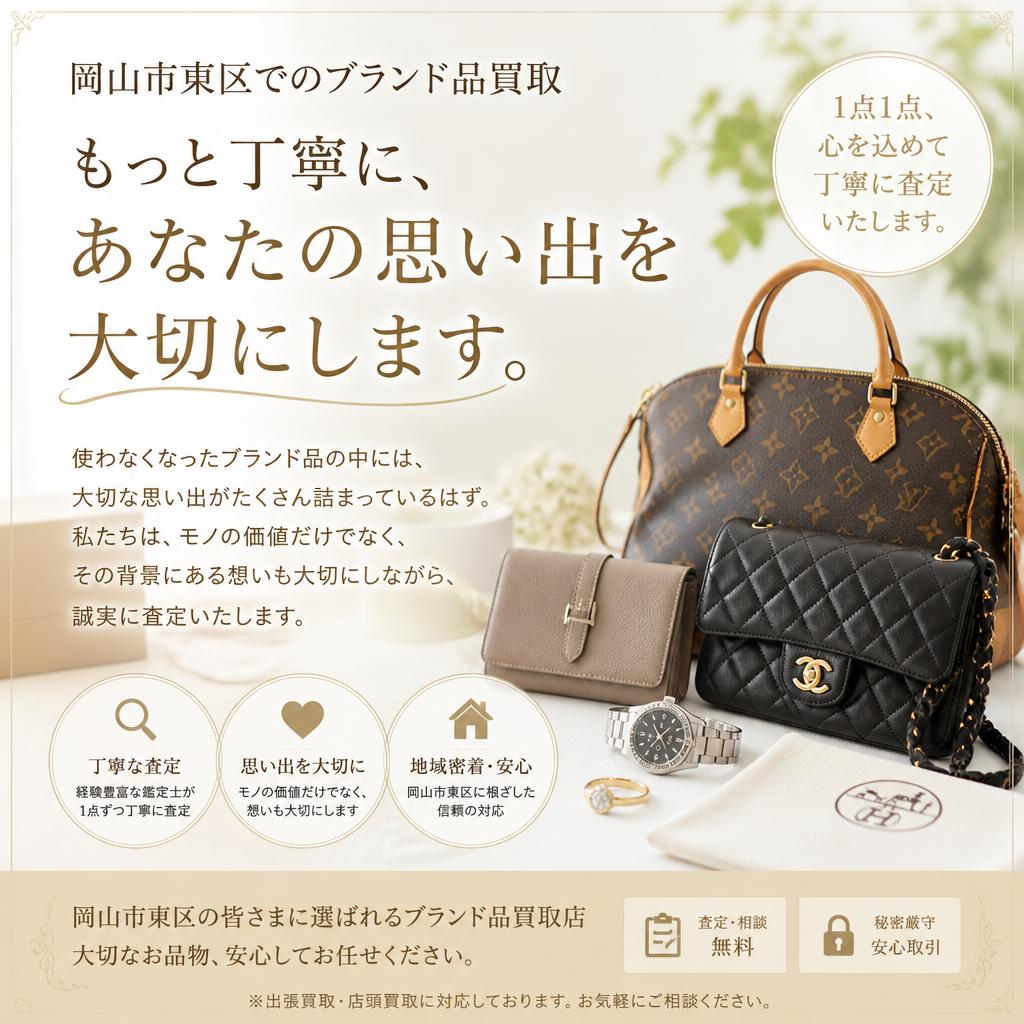 岡山市東区でのブランド品買取をもっと丁寧に、あなたの思い出を大切にします。