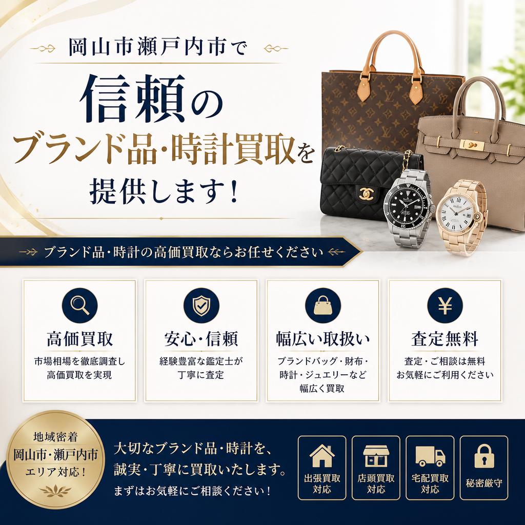 岡山市瀬戸内市で信頼のブランド品・時計買取を提供します！