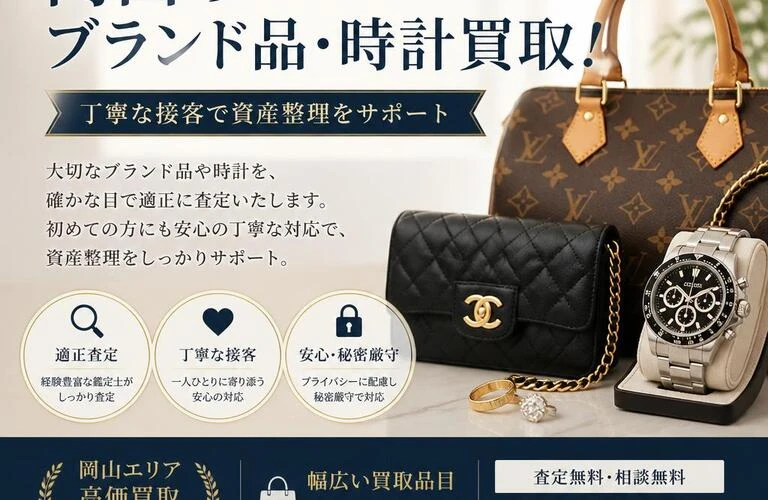 信頼できる岡山のブランド品・時計買取！丁寧な接客で資産整理をサポート