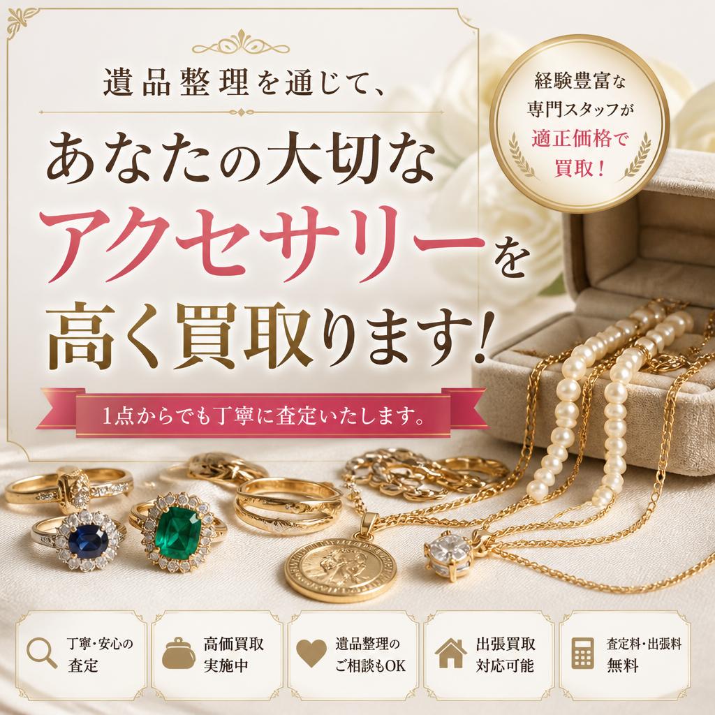 遺品整理を通じて、あなたの大切なアクセサリーを高く買取ります！