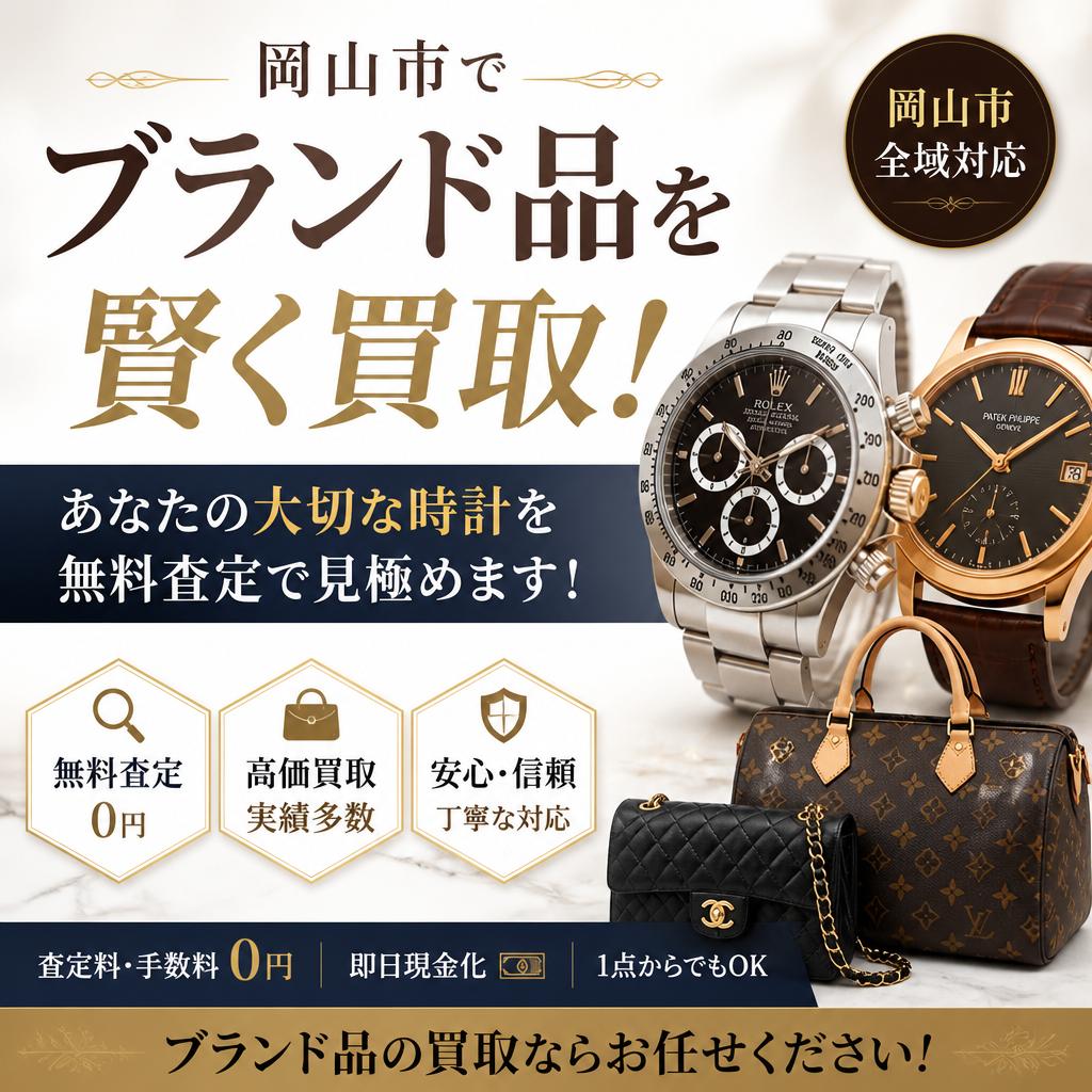 岡山市でブランド品を賢く買取！あなたの大切な時計を無料査定で見極めます！