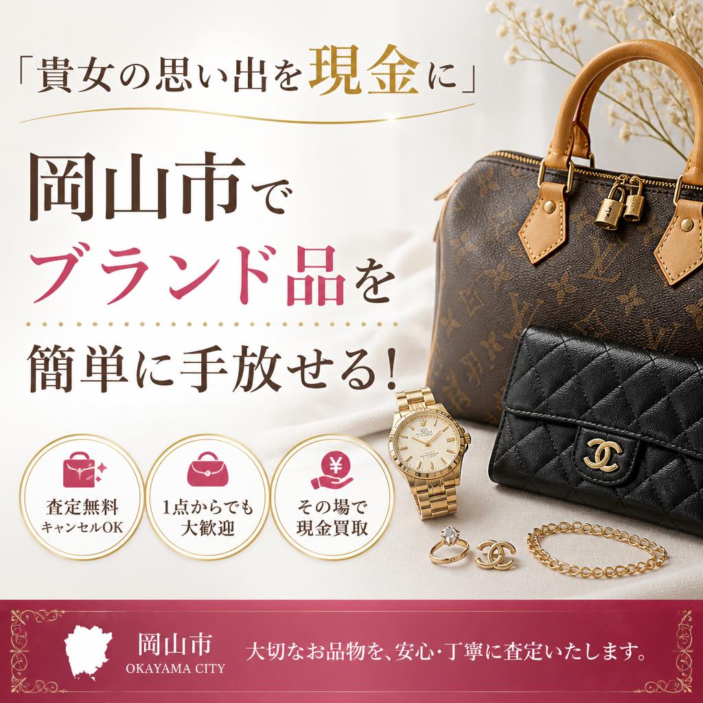 「貴女の思い出を現金に」岡山市でブランド品を簡単に手放せる！