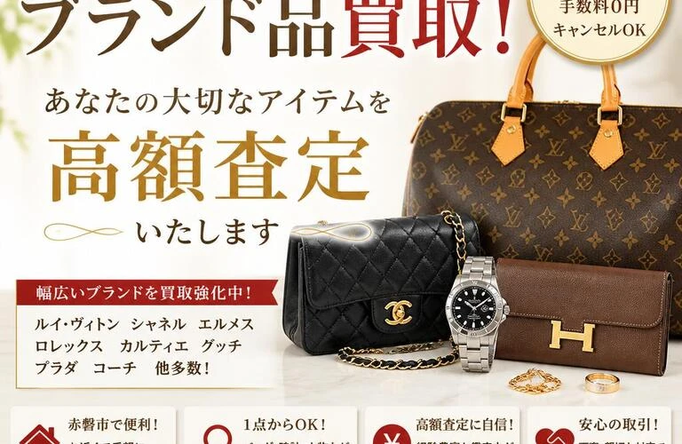 赤磐市で手軽にブランド品買取！あなたの大切なアイテムを高額査定いたします