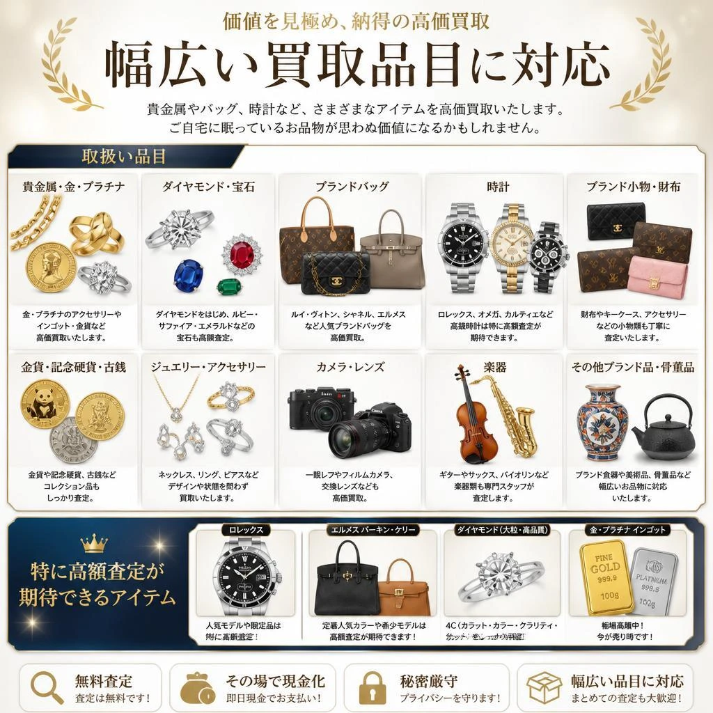 幅広い買取品目