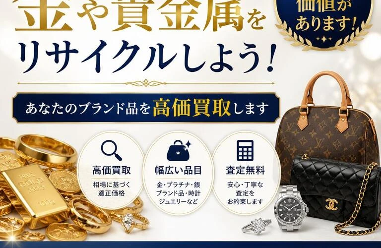 平島・瀬戸で金や貴金属をリサイクルしよう！あなたのブランド品を高価買取します