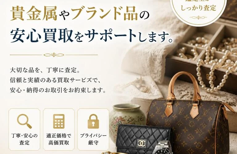 遺品整理の際にも便利！貴金属やブランド品の安心買取をサポートします。