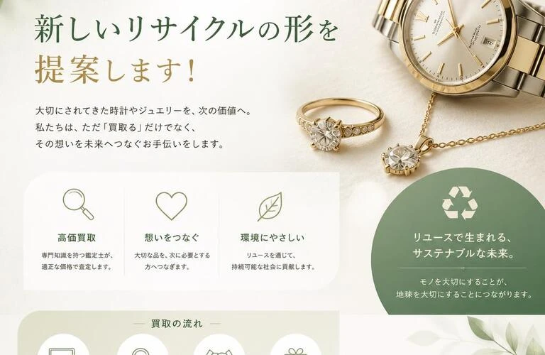 時計やジュエリーの買取を通じて、新しいリサイクルの形を提案します！
