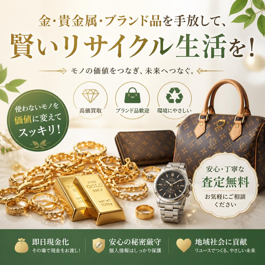 金・貴金属・ブランド品を手放して、賢いリサイクル生活を！