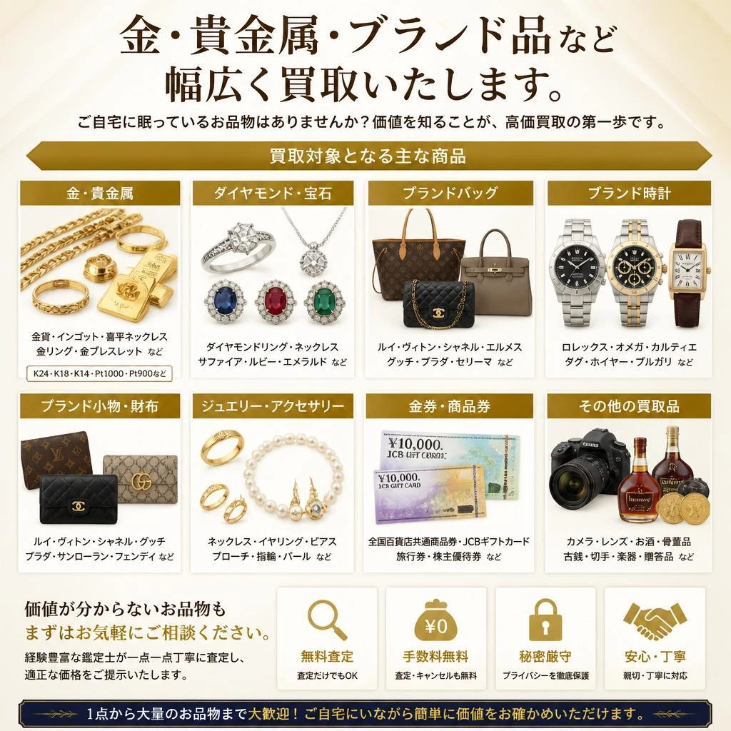 こんな品物を買取ります！