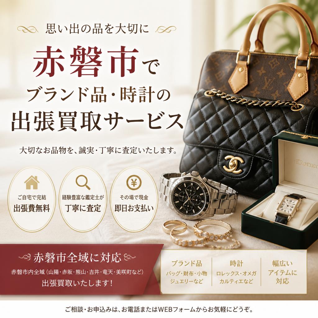 思い出の品を大切に、赤磐市でブランド品・時計の出張買取サービス