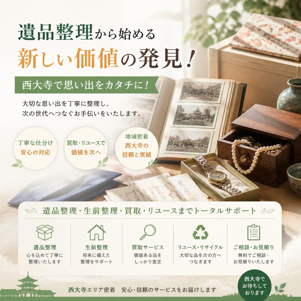 遺品整理から始める新しい価値の発見！西大寺で思い出をカタチに！