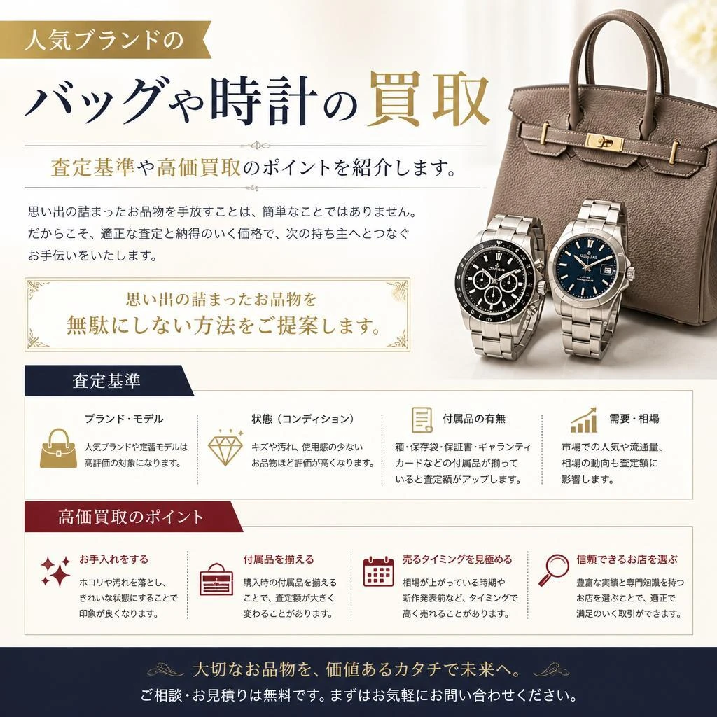 バッグや時計の買取