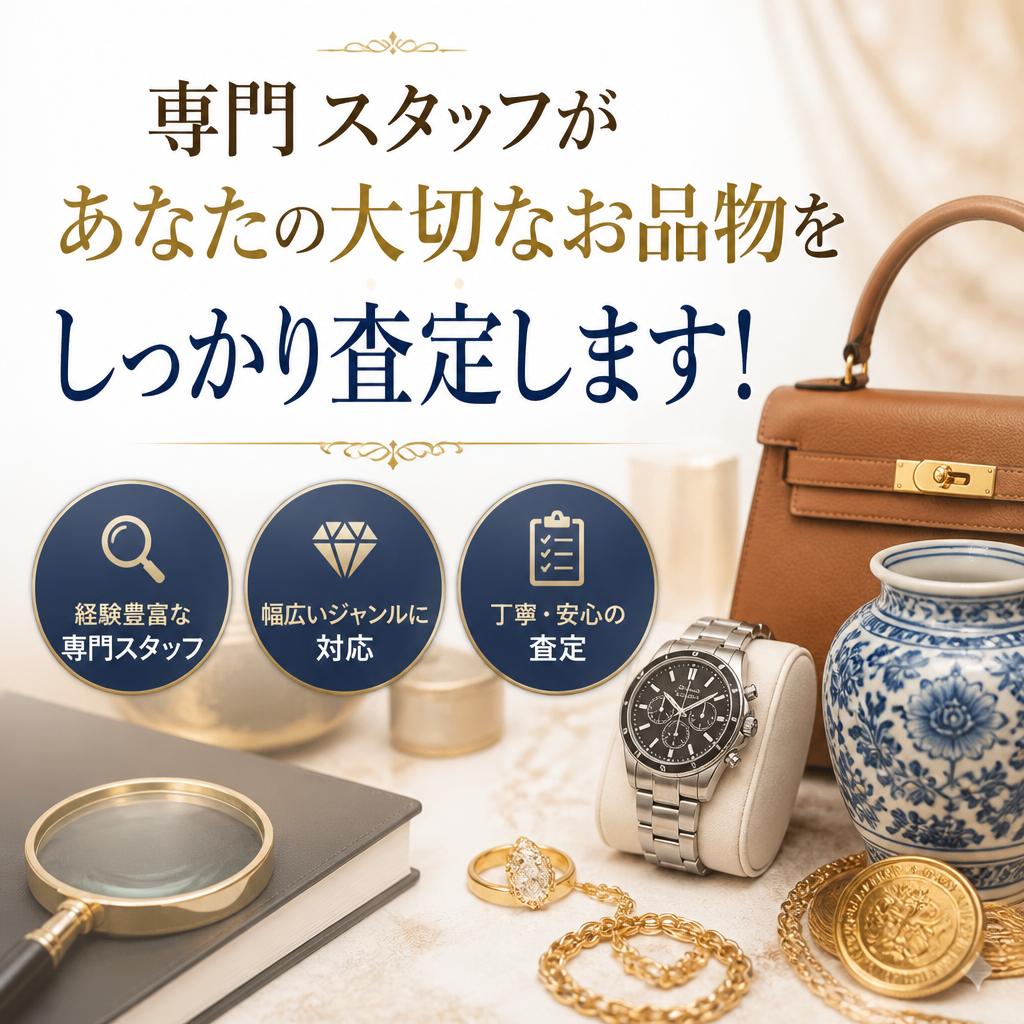 専門スタッフがあなたの大切なお品物をしっかり査定します！
