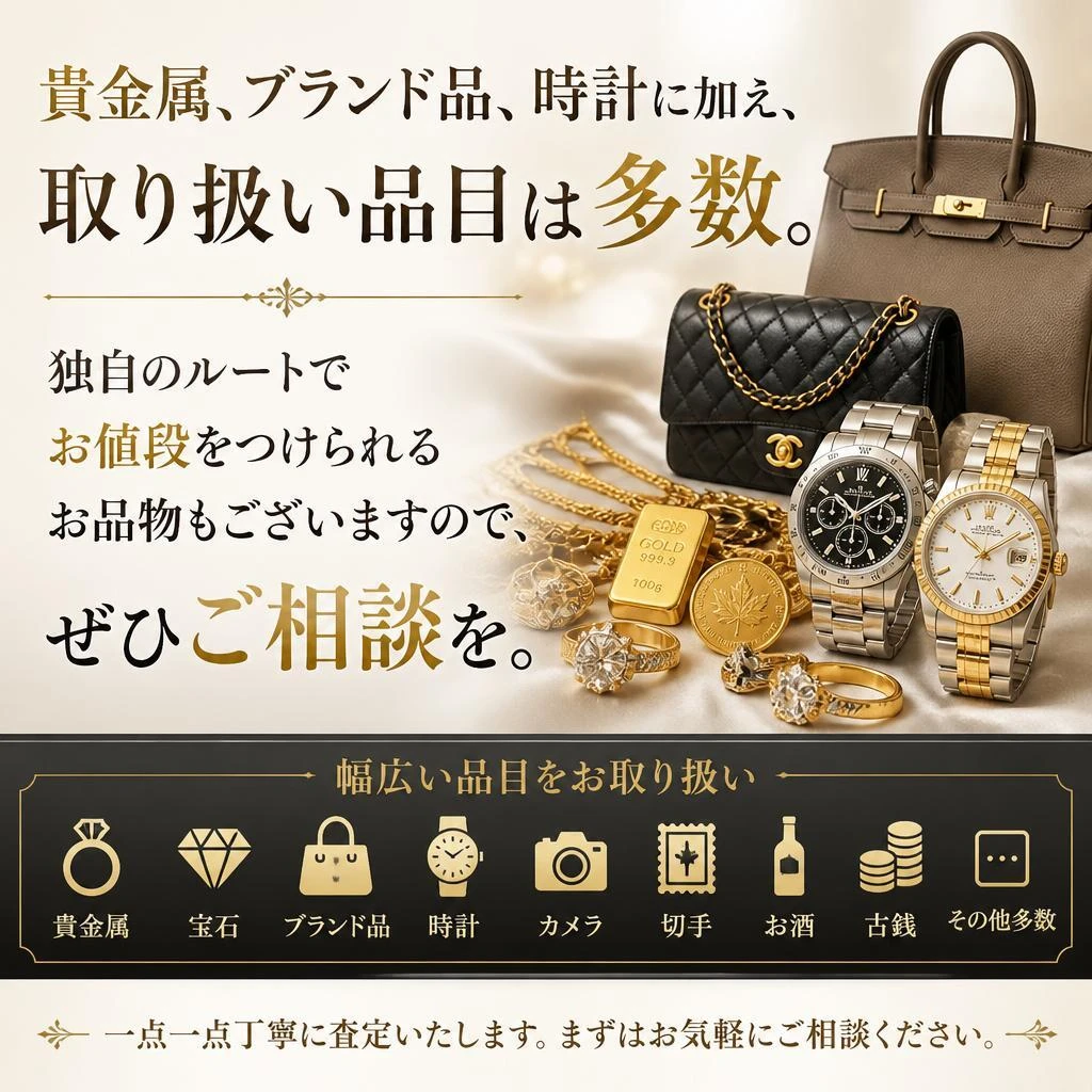 広範囲な買取品目